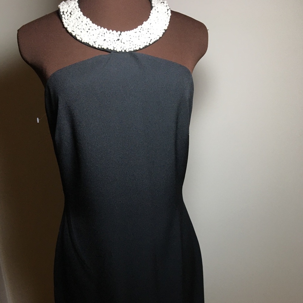 Karl Lagerfeld Pearl Collar high neck sheath dress